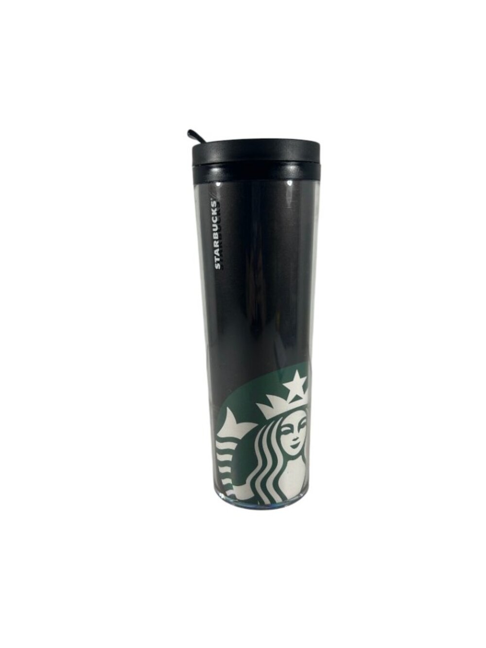 2011 Starbucks Plastic Travel Tumbler Coffee Mug Black Green Siren 20 oz